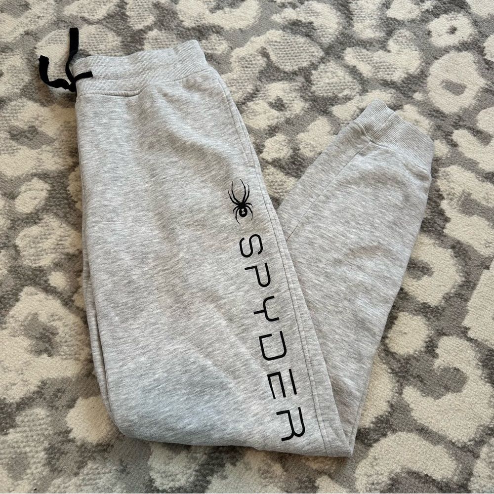 Spyder Gray Sweatpants Joggers Pockets Cuffed Ankles Kids Youth Boys Large 14-16